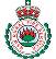 A round emblem showcases a green circle with "Royal Fire Service" inscribed. A red, stylized flame dances on a blue backdrop, beneath a crown. The border is adorned with what seem to be green leaves, symbolizing the unity of civil support services.